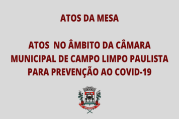 Atos da Mesa Diretora para medidas temporárias de prevenção ao COVID-19